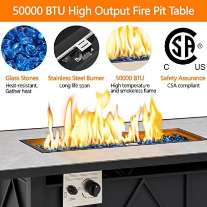 Black 43 inch Outdoor Propane Gas Fire Pit Table 50,000 BTU - Image 7