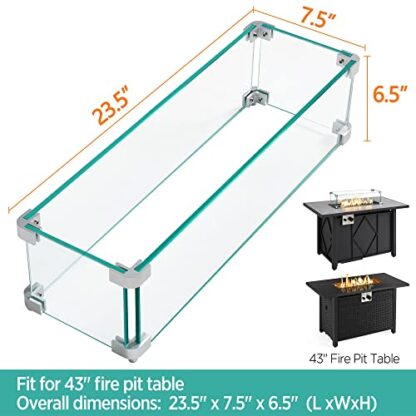 clear Glass Wind Guard for Rectangular Fire Pit Table, 23.5 * 7.5 * 6.5 inch - Image 7