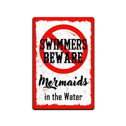 8x12 inch Swimmers Beware Mermaids in The Water