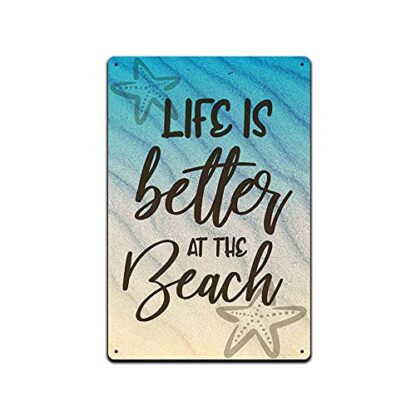 8x12 inch Metal Sign for Pool, Lake or Ocean Beach. Life is Better at The Beach