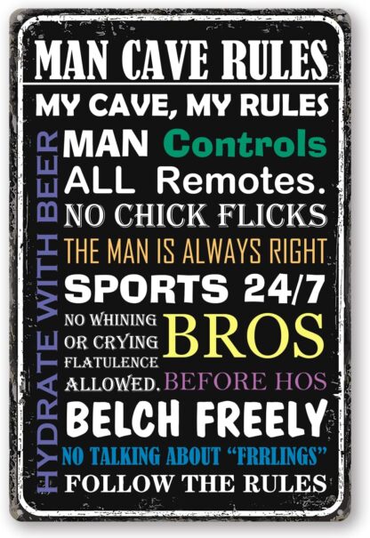 8x12 inch Man Cave Decor Furniture - Vintage Man Cave Tin Metal Sign