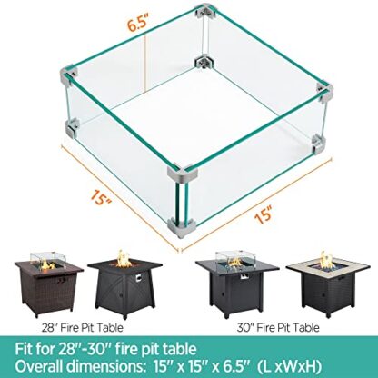 clear Gas Fire Pit Wind Guard for Square Fire Table - Image 7