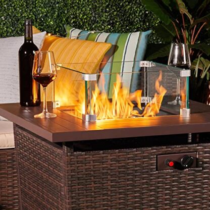 clear Gas Fire Pit Wind Guard for Square Fire Table - Image 9