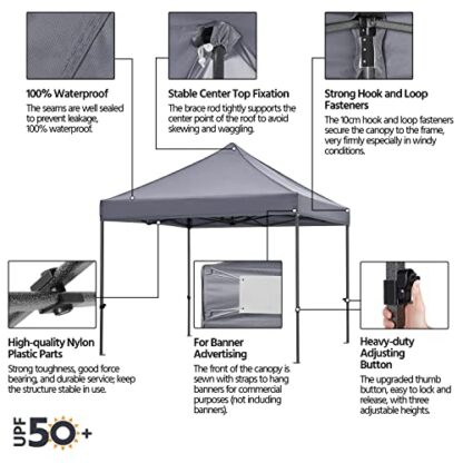 Light Gray 10x10 Pop up Canopy Tent - Image 8