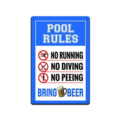 8x12 inch Pool Rules No Running Diving or Peeing Bring Beer