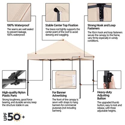 Beige 10x10 Pop up Canopy Tent - Image 8