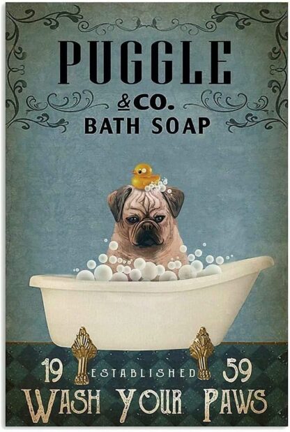 8x12 inch Dog Metal Tin Sign Piggle Co. Bath Soap Funny Poster