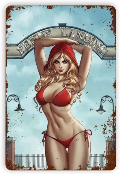 8x12 inch Sexy Pin Up Girl In Red Bikini Metal Tin Signs