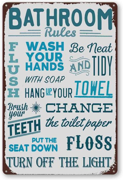 8x12 inch Funny Bathroom Rule Signs Decor - Toilet Rules Signs For Bathroom