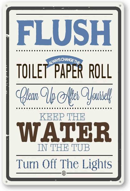 8x12 inch Funny Bathroom Rule Signs Decor - Toilet Rules Signs For Bathroom