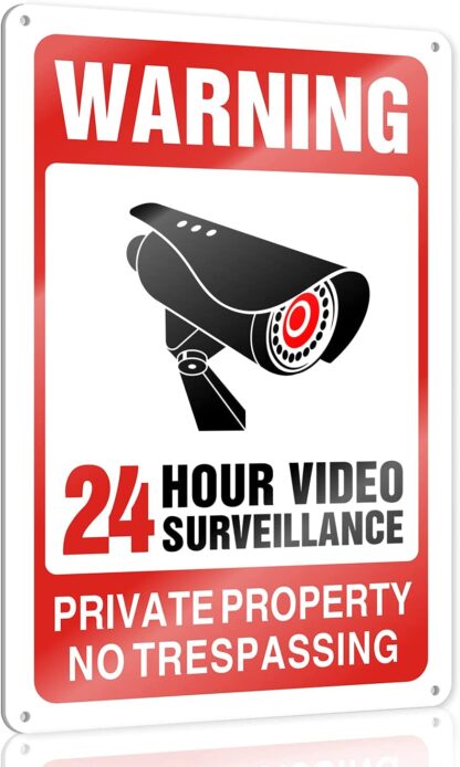 8x12 inch Warning Security Cameras in Use 24 Hour Video Surveillance Sign