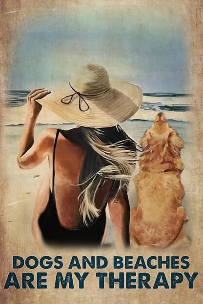 8x12 inch Dogs and Beaches are My Therapy Rustic Wall Decor