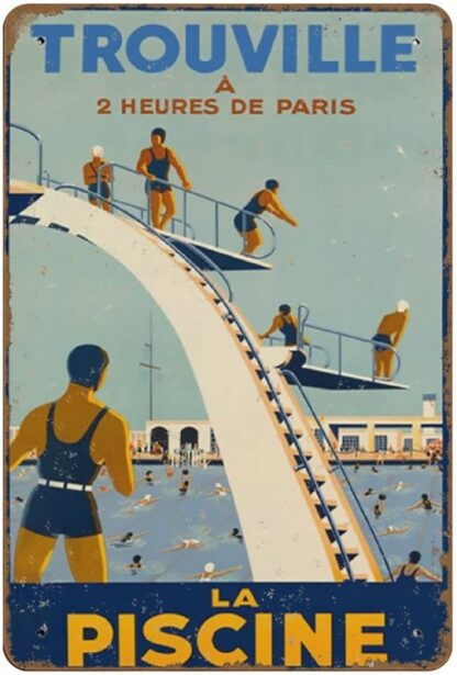 8x12 inch Trouville The Swimming Pool Paris France Novelty