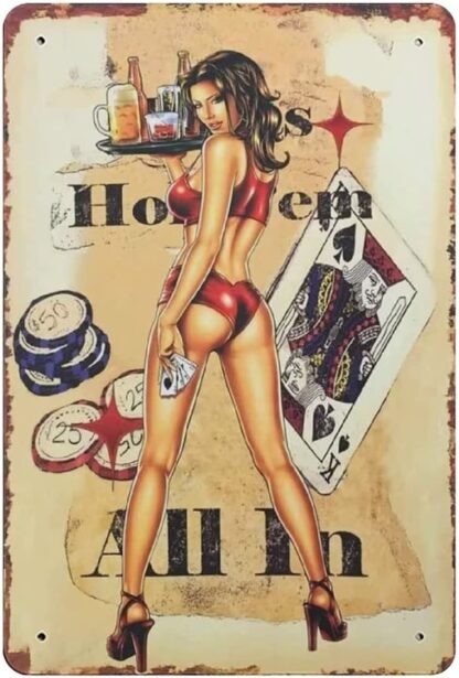 8x12 inch Tin Sign Waitress Pinup Girl Sexy Girl Pin up Girl Chic Art