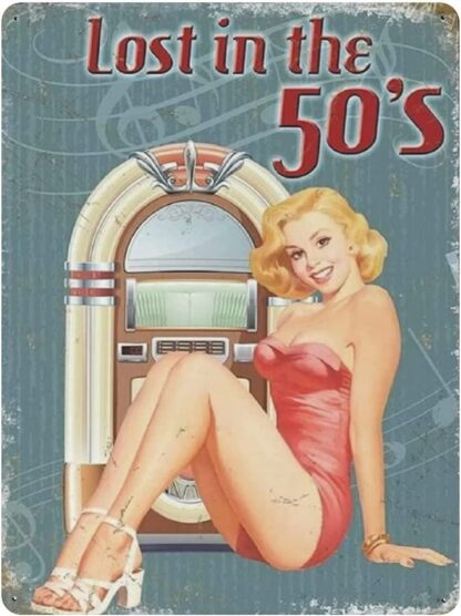 8x12 inch  Metal Tin Sign Lost in the 50's Pinup Girl Sexy Girl