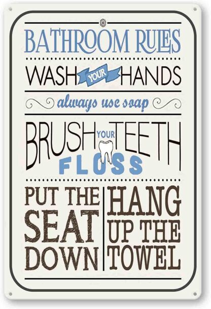 8x12 inch Funny Bathroom Rule Signs Decor - Toilet Rules Signs For Bathroom