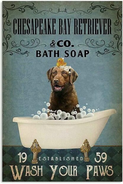 8x12 inch Dog Metal Tin Sign Chesapeake Bay Retriever Co. Bath Soap