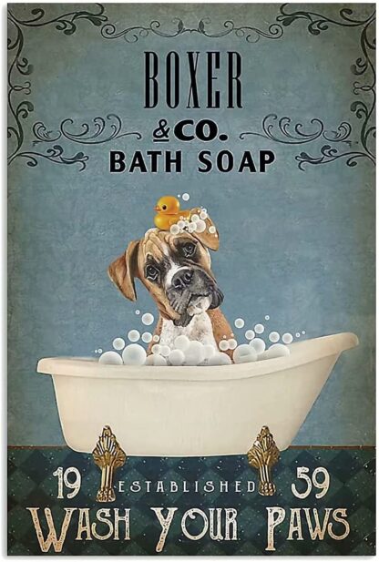 8x12 inch Dog Metal Tin Sign Boxer Co. Bath Soap Funny Poster