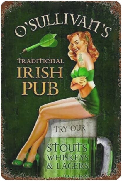 8x12 inch Irish Pub Sexy Lady Pin Up Girl Darts Metal