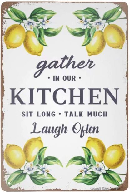 8x12 inch Retro Tin Sign Vintage Metal Sign Gather in Our Kitchen Sit Long