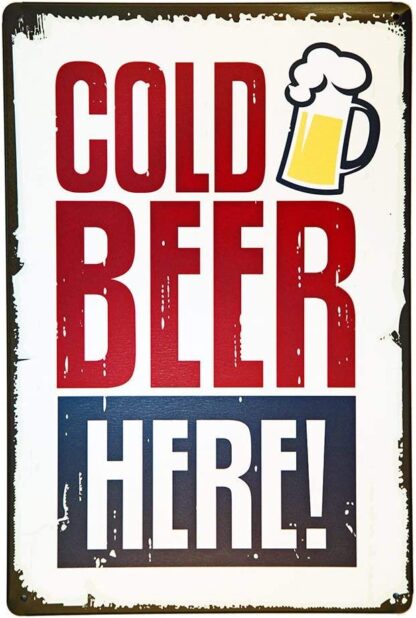 8x12 inch Cold Beer Here Retro Vintage Metal Tin Sign