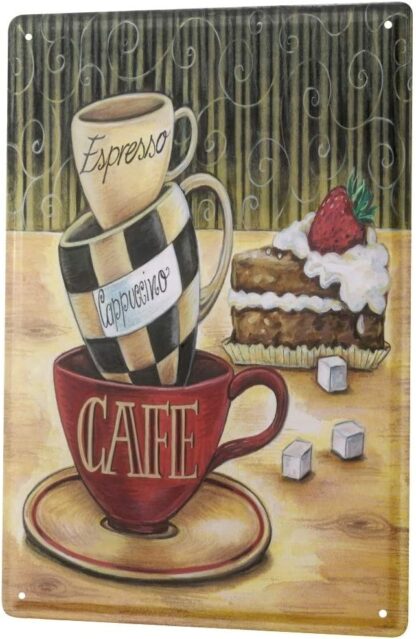 8x12 inch Tin Sign Coffee Espresso Cappuccino Metal Plate