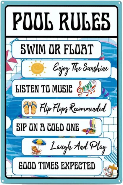 8x12 inch Pool Rules Antique Metal Tin Sign Bar Home Bathroom Pool