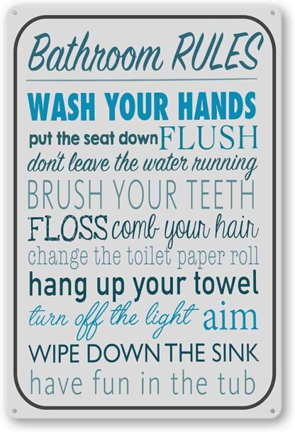 8x12 inch Funny Bathroom Rule Signs Decor - Toilet Rules Signs For Bathroom