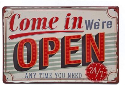 8x12 inch Come in We are Open Retro Vintage Metal Tin Sign