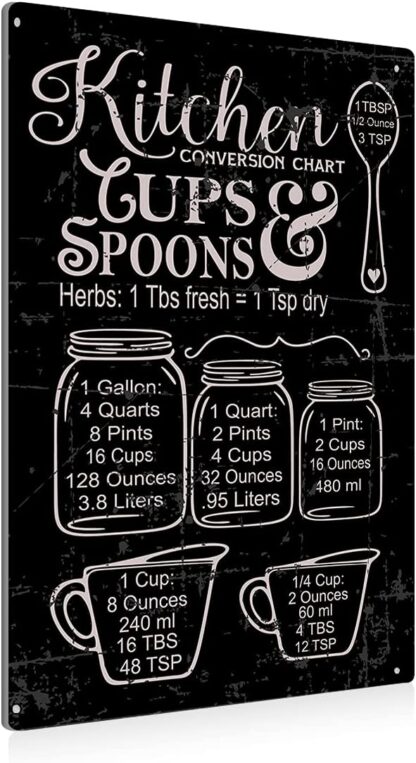 8x12 inch Funny Kitchen Conversions Chart Metal Tin Sign Wall Art Decor