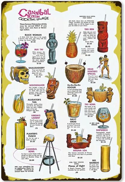 8x12 inch Tin Sign Cannibal Room Cocktail Lounge Metal Poster