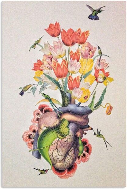 8x12 inch Cardilogist Art Heart Flowers and Bird Metal tin Signs