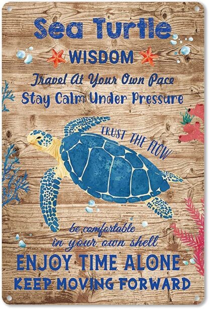 8x12 inch Rustic Sea Turtle Wisdom Metal Tin Sign