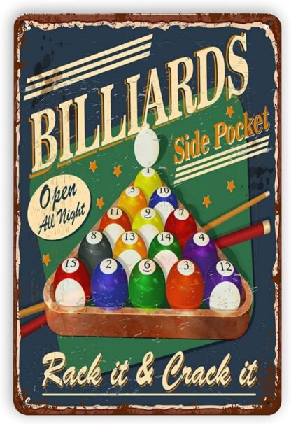 8x12 inch Billiards Fans Metal Signs Home Decor Billiards Side Pocket Tin