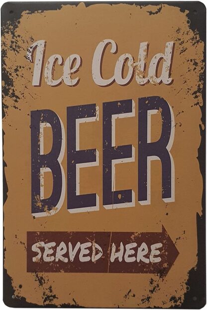 8x12 inch Vintage Iron Painting Ice Cold Beer Served Here-Retro Iron Poster