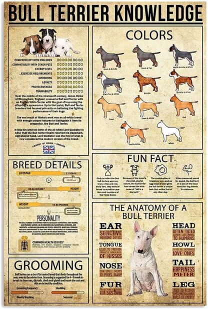 8x12 inch Bull Terrier Knowledge Metal Tin Signs