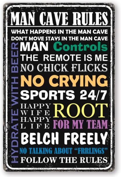 8x12 inch Man Cave Decor Furniture - Vintage Man Cave Tin Metal Sign