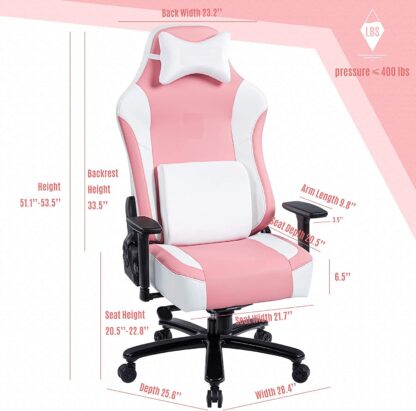 Pink Big and Tall Gaming Chair  Gaming Chair - Image 3