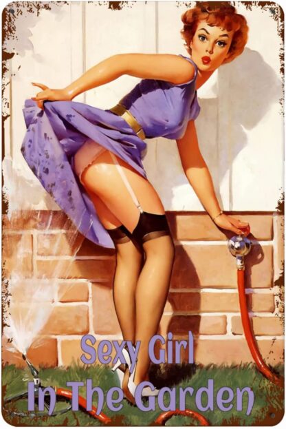 8x12 inch Sexy girl in the garden Signs Iron Poster Wall Art