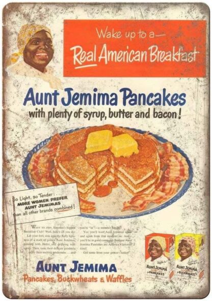 8x12 inch Aunt Jemima Pancake Waffle Mix Sign Metal Tin Sign