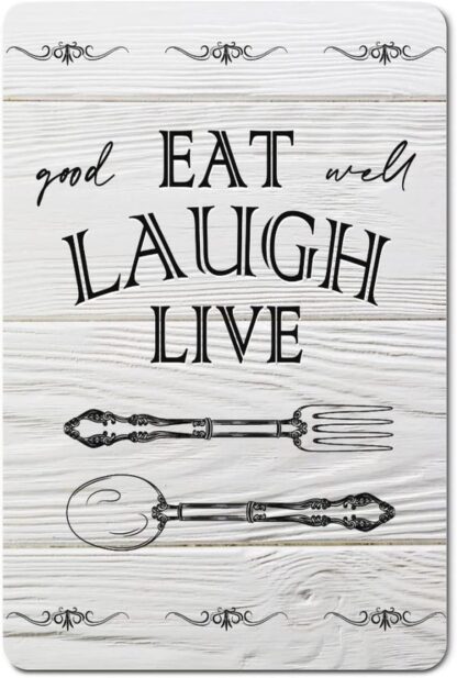 8x12 inch Vintage Metal Sign Eat Laugh Live Cutlery Set Tin Signs