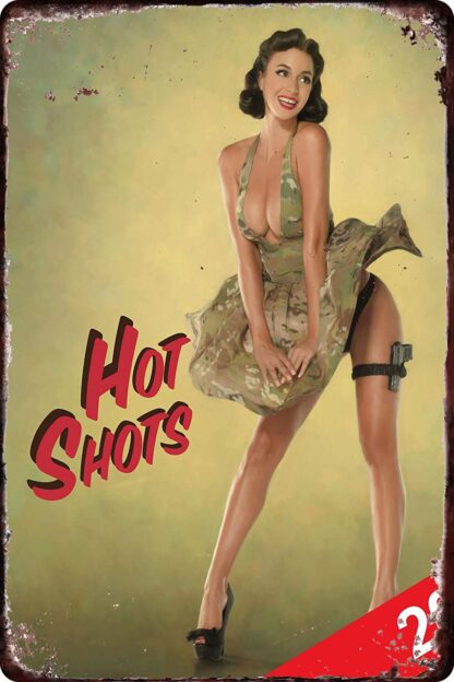 8x12 inch Metal Tin Sign Pin Up Girl Sexy Lady Hot Shots Guns Army Girl