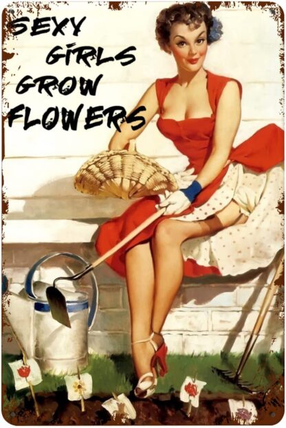 8x12 inch Sexy girls grow flowers Signs Iron Poster Wall Art