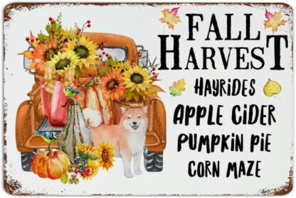 8x12 inch Fall Harvests Metal Sign Funny Novelty Entryway Backyard Porch