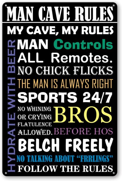 8x12 inch Man Cave Decor Furniture - Vintage Man Cave Tin Metal Sign