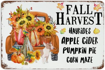 8x12 inch Fall Harvests Metal Signs Outdoor Country Backyard