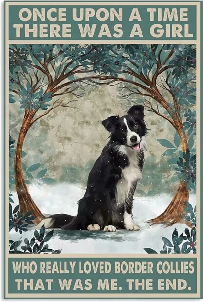 8x12 inch Border Collie Dog Metal Tin Signs There Was A Girl