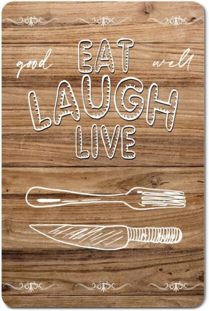 8x12 inch Retro Metal Sign Eat Laugh Live Cutlery Set Tin Signs