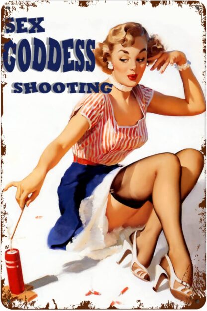 8x12 inch Sex goddess shooting Signs Iron Poster Wall Art