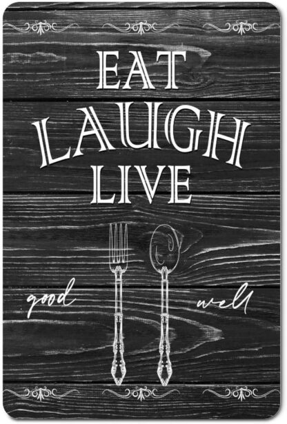 8x12 inch Retro Metal Sign Eat Laugh Live Cutlery Set Aluminum Sign